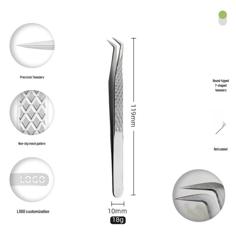 Golden Feather Stainless Steel Eyelash Tweezers for Grafting and Extensions