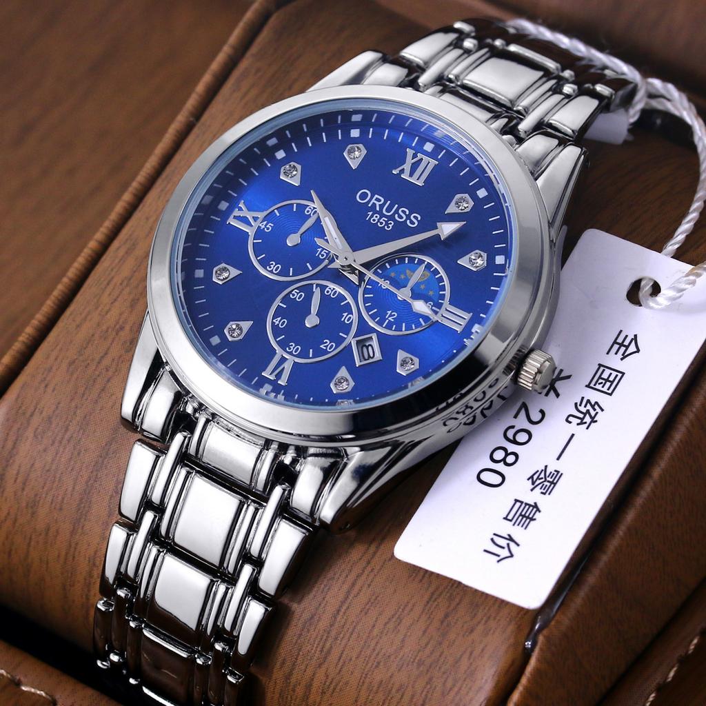 Relógio Masculino Automático Completo Luminoso À Prova D'água Calendário Pulseira de Aço