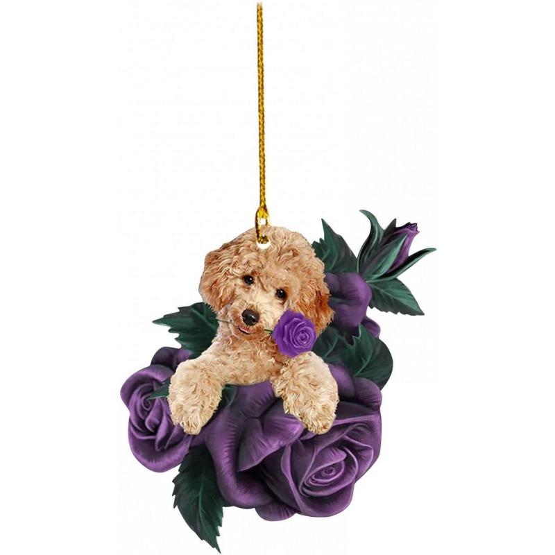 

Новые фиолетовые розы для подвесных украшений для автомобилей, серия рождественских целебных украшений для собак, персонализированные рождественские елочные украшения