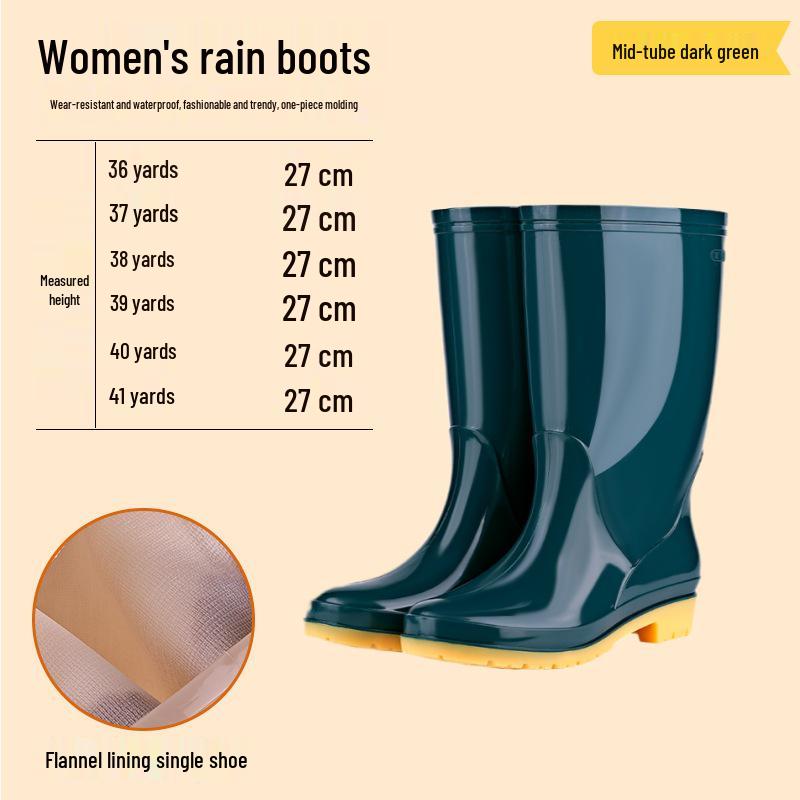 

Женские нескользящие высокие резиновые дождевые сапоги - Теплые, резиновые и водонепроницаемые для кухни и работы 38