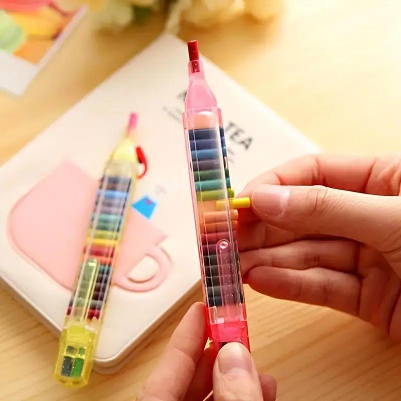 Bâtonnet de Pastel à l'Huile Rechargeable, 20 Couleurs Tout-en-Un, Portable & Lavable pour l'École & le Dessin Artistique