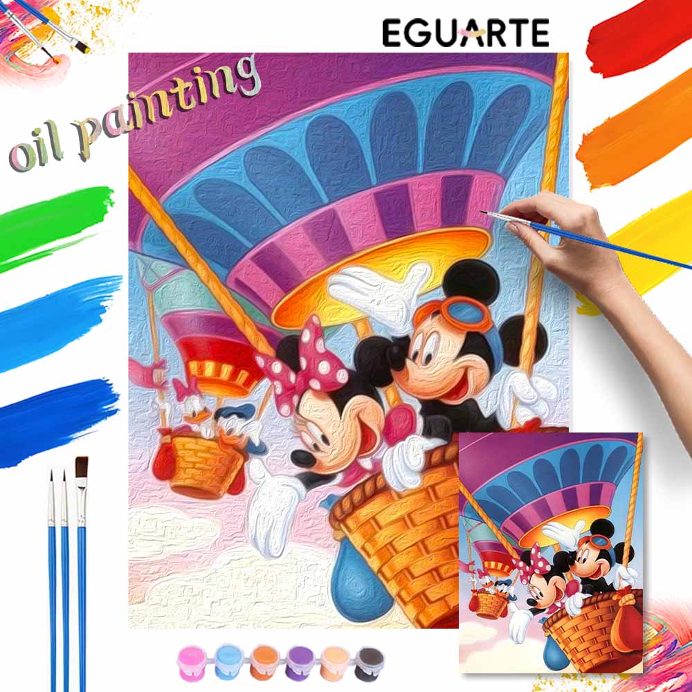 Disney Hot Air Balloon Paint By Number Kit Number Drawing Canvas DIY Picture Home Decor Disney Cartoon Characters Painting Art Gift
