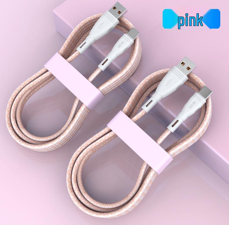 120W Super Fast Charging Type-C Cable for Huawei & Honor - 6A Flash Charge, Color Braided
