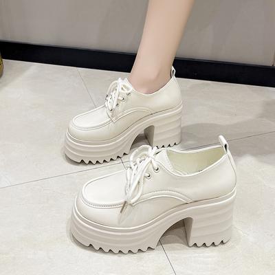 Fashion Gothic Chunky High Heels Loafers for Woman 2025 New Leather Platform Loafers Female Thick Heeled Solid Color Lolita Shoes