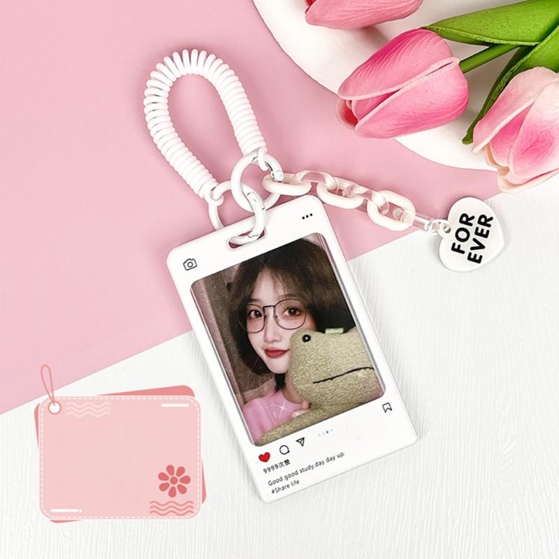 Transparent Ferrule Stationery Card Protection Sleeve Keyring Card Sleeve Acrylic Ferrule Korean Bus ID Card Holder