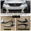 Chrome / Carbon Fiber Look Front Fog Lights Lamps Eyebrow Strip Cover Trim For Peugeot 3008 5008 GT 2017 -  Car Accessories