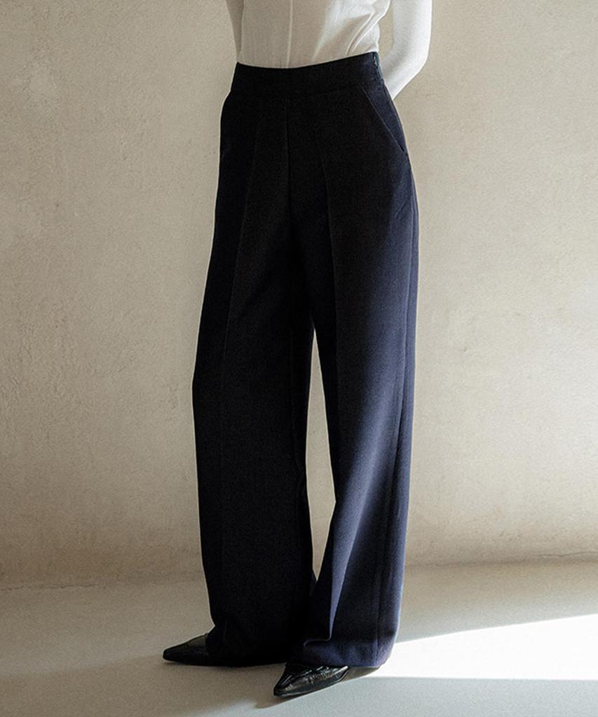 Memua Hard Wide Brushed Slacks (Denim)