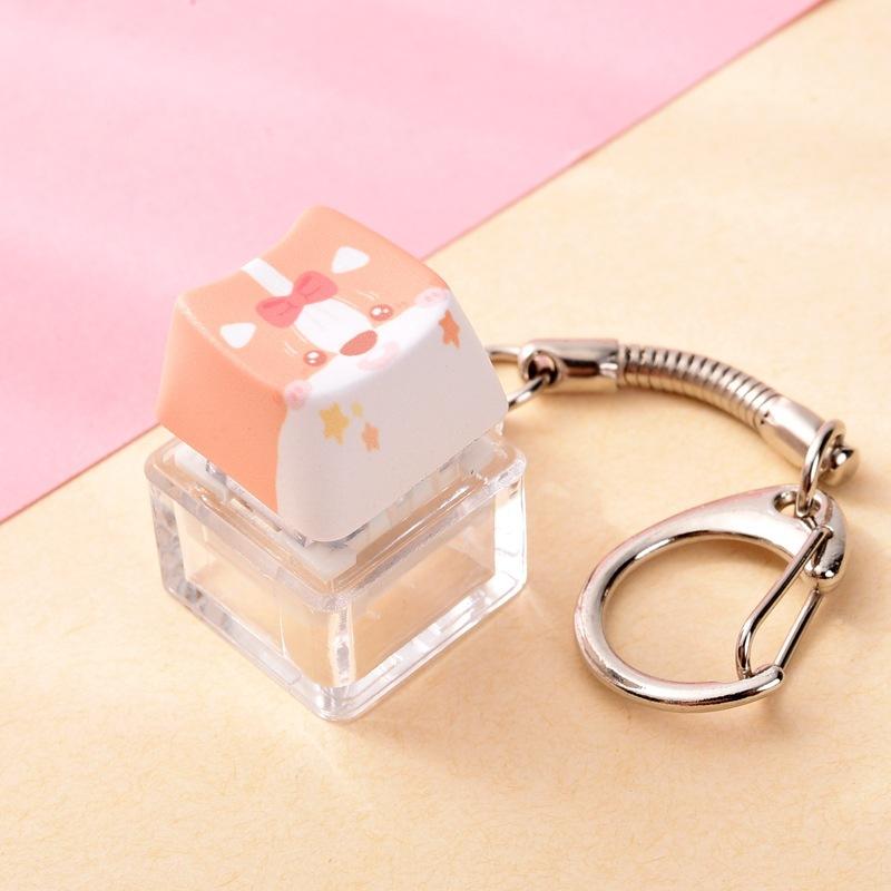 Portable Cute Animal Glowing Fidget Keyring Mechanical Keyboard Pendant Stress Relief Toy for Autism Kids