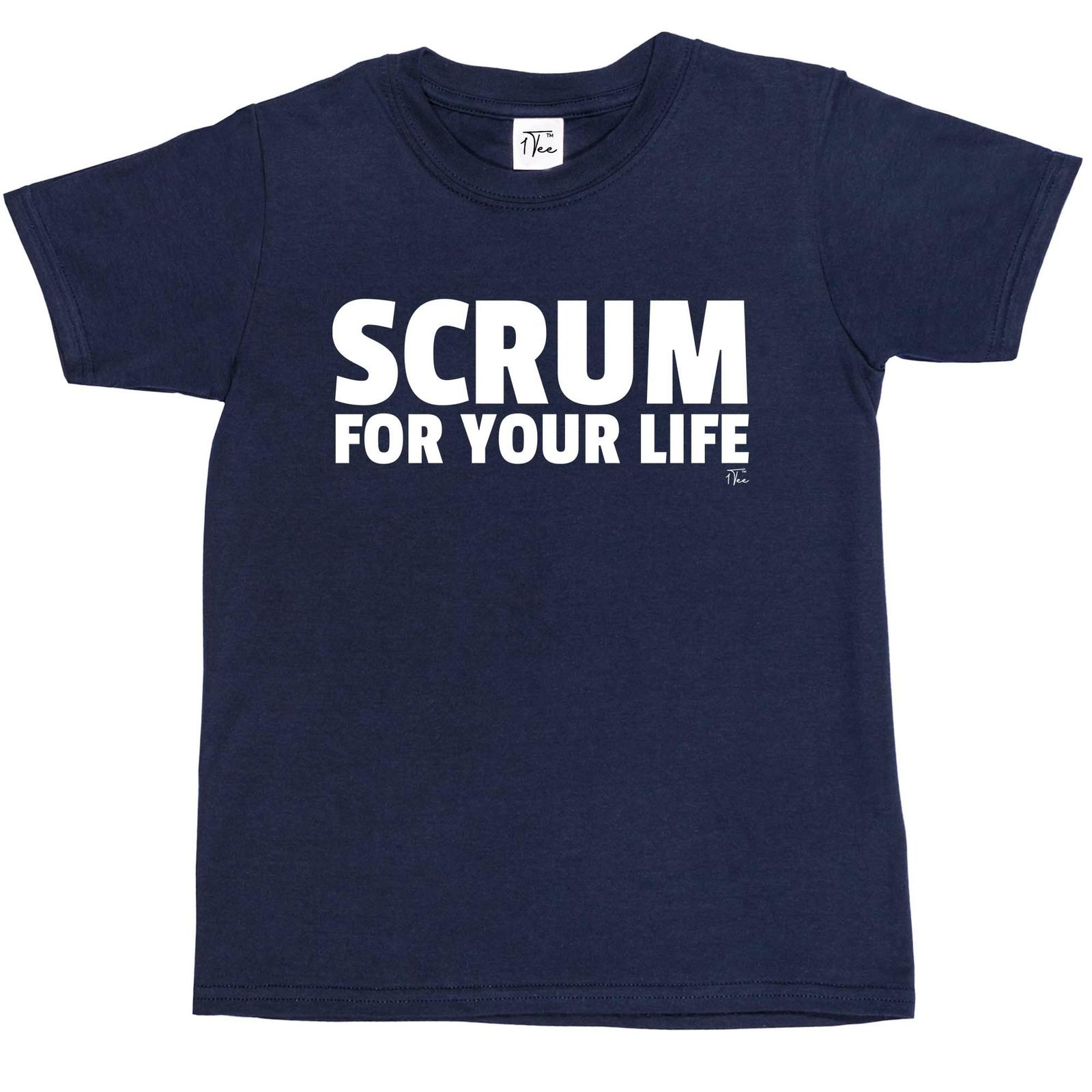 1Tee Kids Boys Scrum For Your Life Rugby T-Shirt L