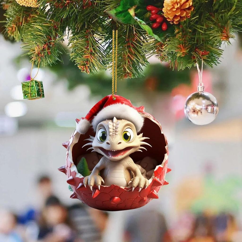 Festive Cartoon Decor Dragon Baby Egg Christmas Tree Hangings Ornaments Holiday Christmas Tree Decor Pendants Unique Set