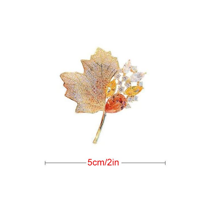 1PC Rhinestone Shiny Crystal For Women Brooch Pin Vintage Coat Clothing Accessories Maple Leaf
