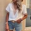 2 new wish women's collar lace casual solid color shirt