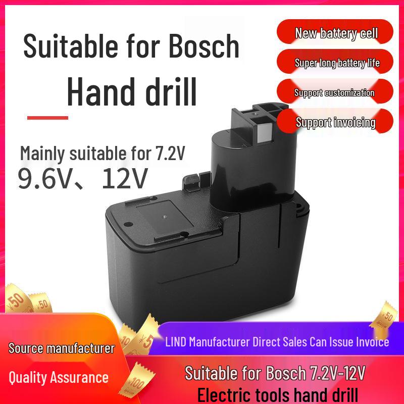 Compatible Nickel Battery for Bosch Cordless Drill/Screwdriver PSR7.2VES 9.6V 12V BAT001