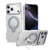 Double Magnetic Ring Bracket Case For iPhone 17 Pro Max Air Matte Cover 360 Degree Rotation Stand For Magsafe Strong Protection
