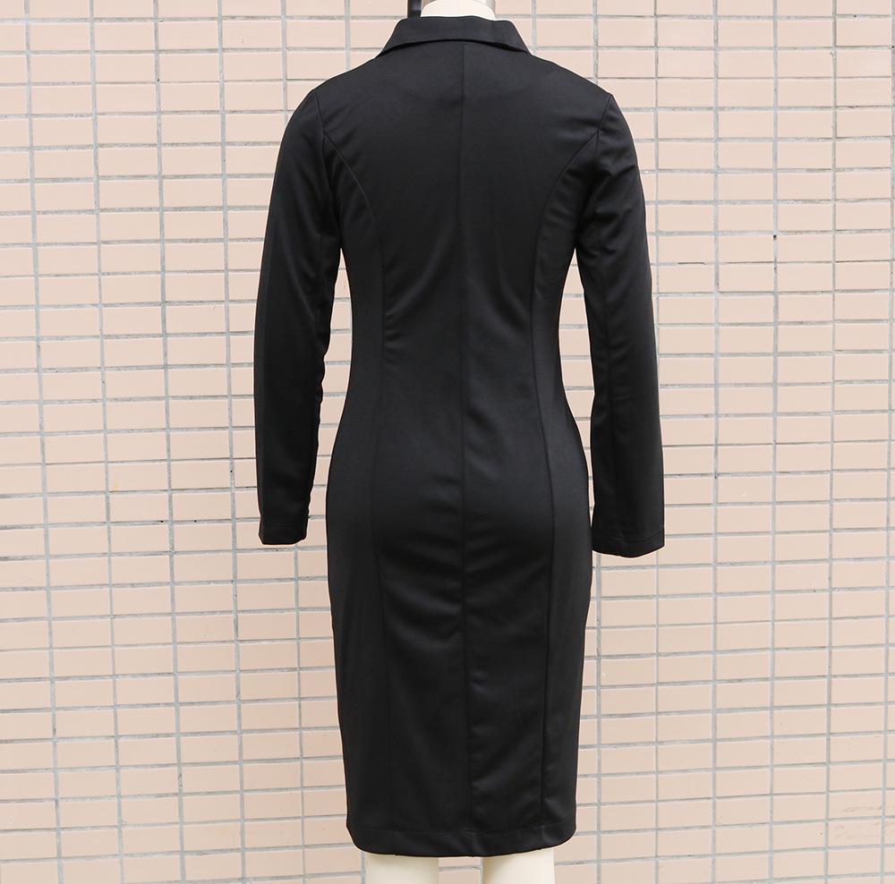 Women's V-Neck Double-Breasted Waist-Cinching Suit Dress, Autumn/Winter 2025 Collection