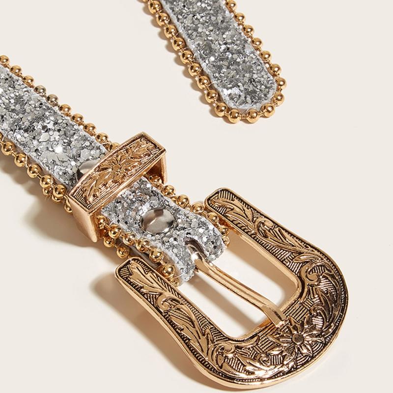 Adult Shinning Sequins Belt for Dress Crystal Diamond Waist Belt Shinning Sequins Wide Waist Belt Ladies Formal Belt