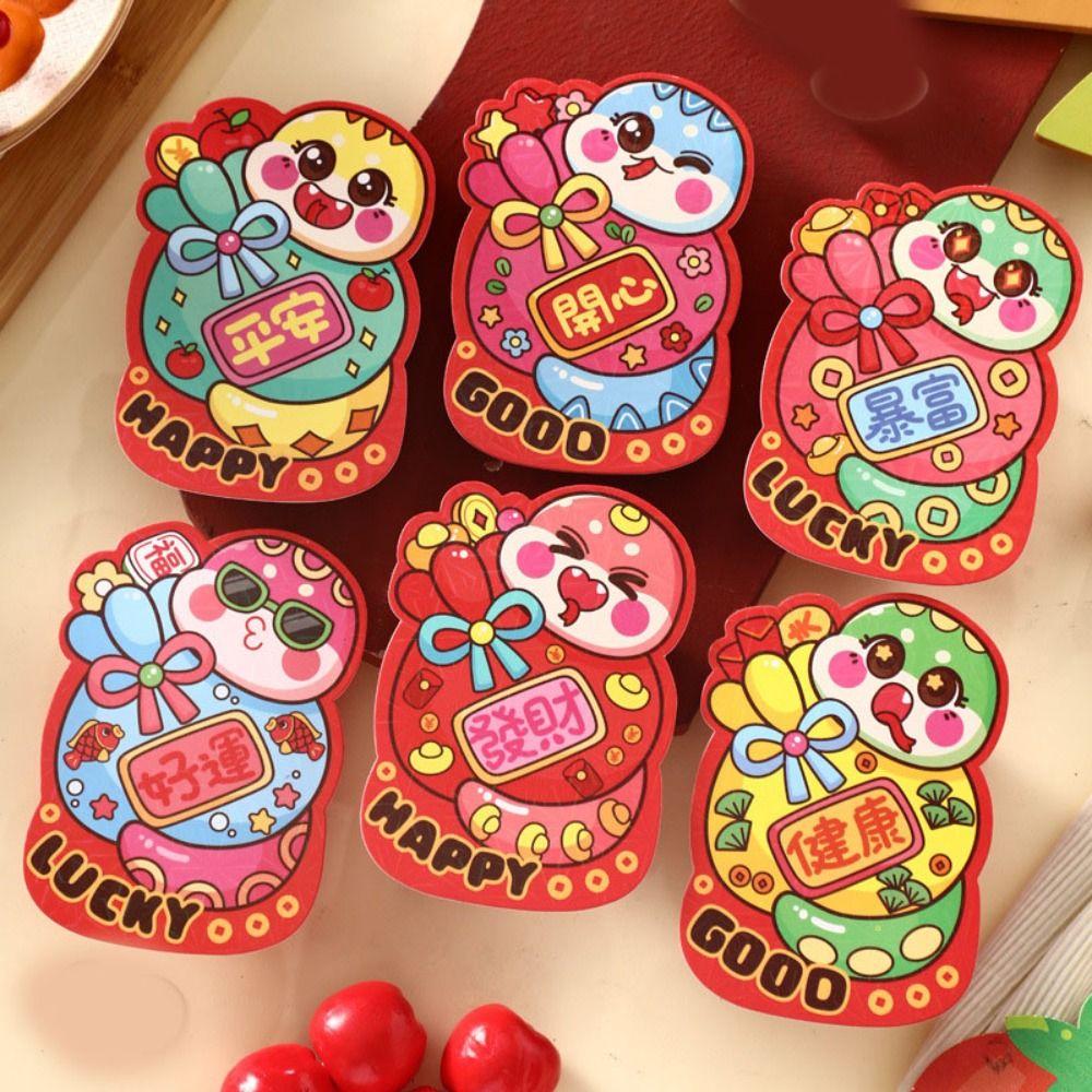 6PCS Blessing New Year Money Envelope Best Wishes 2025 Hong Bao Children Gift