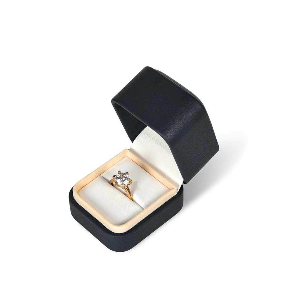 Luxury Custom Black PU Leather Jewelry Box Organizer Simple Square Style Ring Gift Set Packaging Luxury Jewelry Boxes