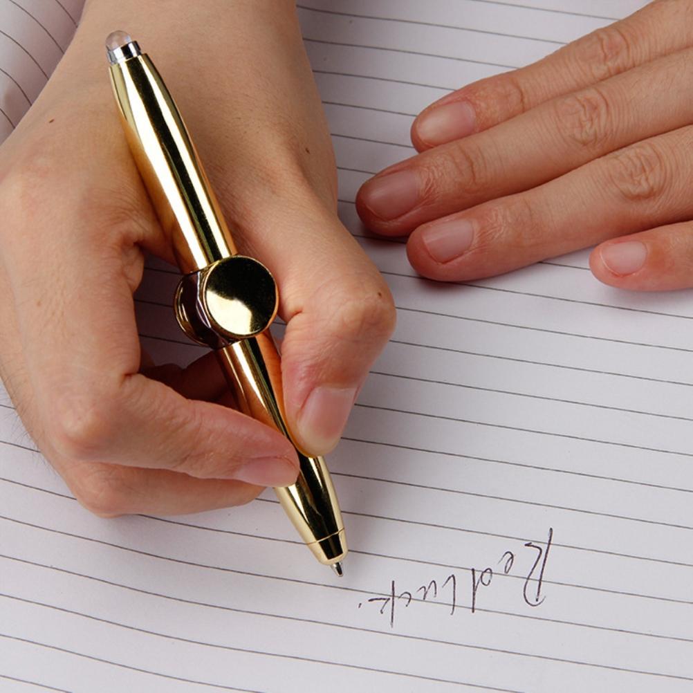 Luminous Decompression Pen Multicolor LED Rolling Finger Rotating Pen Fingertip Gyroscope Metal Pen for People with ADD