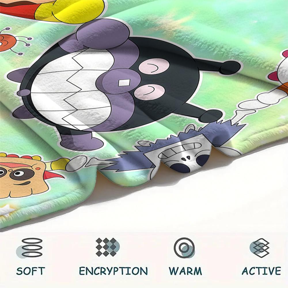 1PC Anpanman Print Flannel Blanket, High quality All Seasons, Home Decor, Warmth and Comfort, Perfect for Christmas Gifts