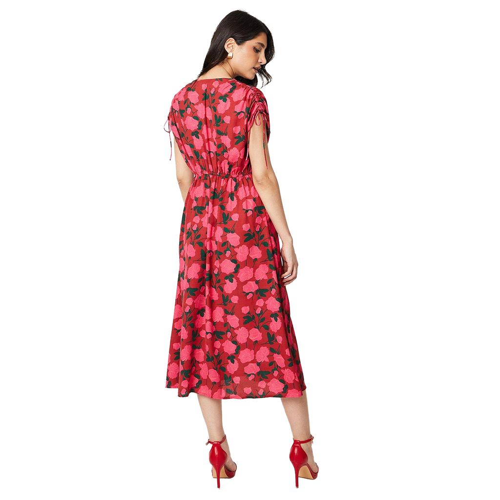Dorothy Perkins Womens/Ladies Roses V Neck Ruched Midi Dress
