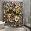 3D Bees and Flowers Waterproof Shower Curtain for Modern Bathroom Decor, Stylish and Durable, Perfect for Home Use
