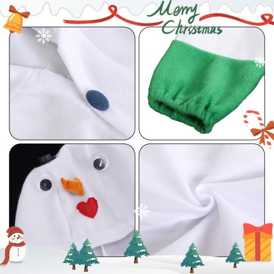 Çocuk Noel Kardan Adam Tulum Unisex Kardan Adam Cosplay Kostümü Kışlık Peluş Tek Parça Pijama Eldivenli ve Atkılı Erkek Kız Çocuklar İçin