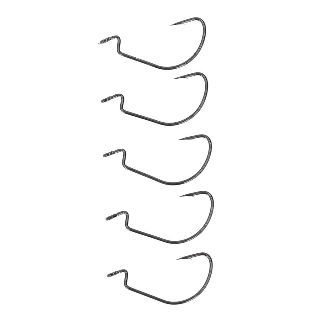 50 szt. Zestaw haczyków wędkarskich Stal nierdzewna Wysoka wytrzymałość Długi trzonek Wydajne haczyki na przynęty do wody słonej Czarny
