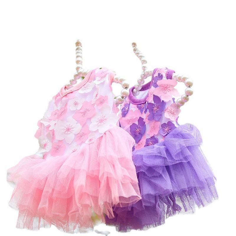 Pet DogsCats Peach Blossom Skirts Clothes Teddy Bichon Frises Pet Supplies Dog Clothing