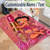 Custom Text Betty Boop Pattern Floor Rug Soft Indoor Carpet Mat Living Room Bedroom
