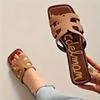Women's Hollow Out Flat Slides, Retro Square Open Toe Summer Shoes, Casual Outdoor Beach Slides