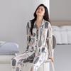Women's Rayon Cotton Long Sleeve Pajama Set - Lapel, Casual Autumn Style for Home or Outside Wear
