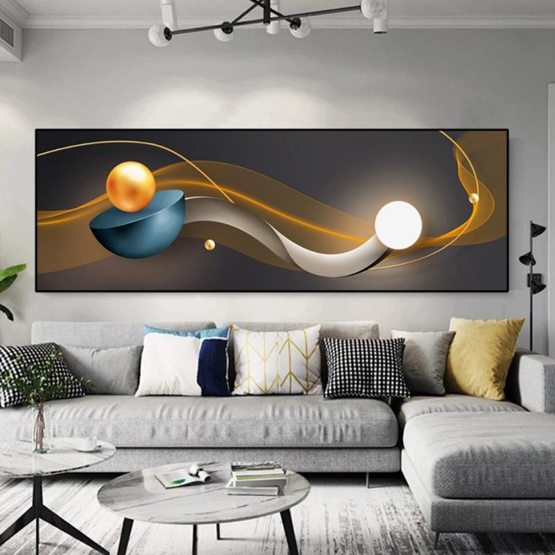 Nordic Light Abstract Geometric Feather Canvas Painting Posters and Prints Wall Art Pictures Living Room Home Decor No Frame
