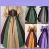 Elegant Vintage Color Blocked Maxi Dress With Flowy Sleeves And Cinched Waist For Women