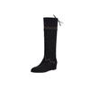 2025 autumn and winter new round head inner height increase but knee high sleeve trend national style stacking boots women
