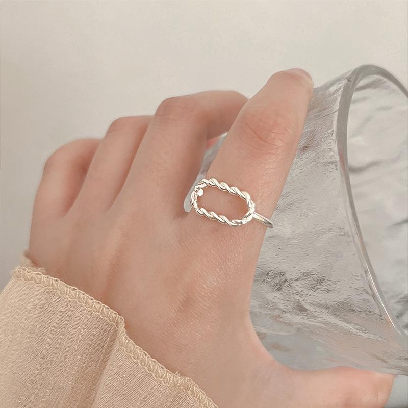 Korean Version Plain Ring Irregular 925 Sterling Silver Versatile Ring Women's Niche Ins Style Design Non-fading Combination Ring