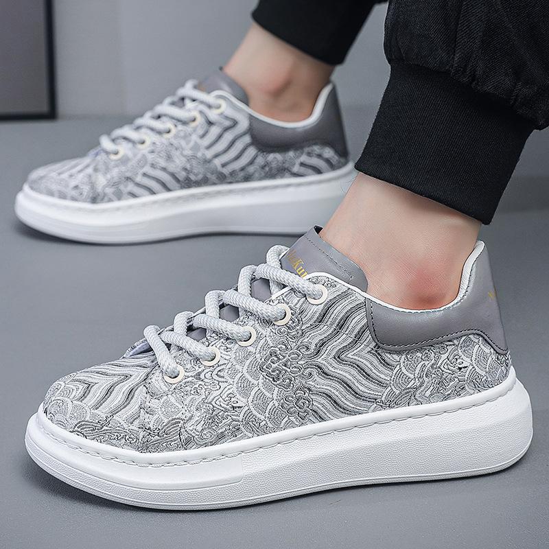 2025 Chinese New Year Mens Casual Sneakers High Quality Silk Printed Mens Casual Shoes Breathable Sports Casual Trend Shoes