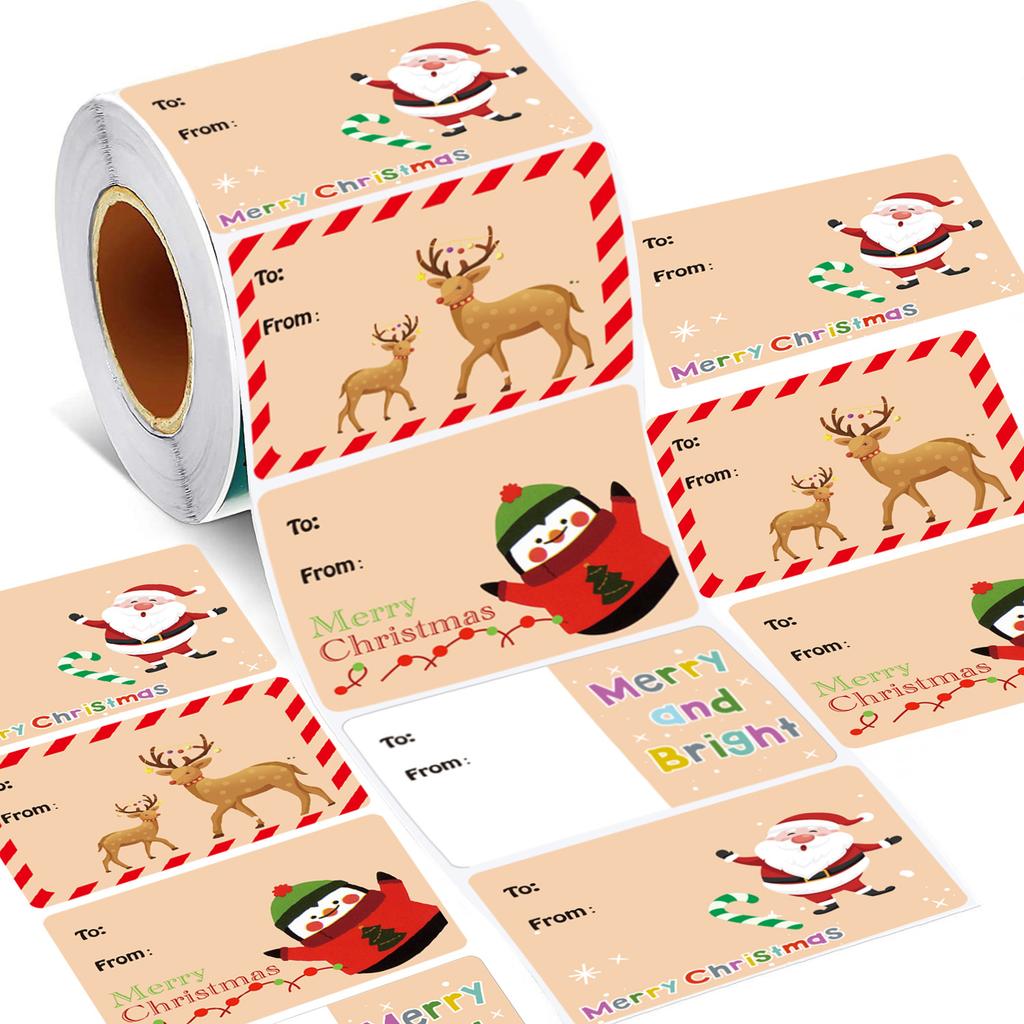 Cute Christmas Gift Stickers - Glossy Surface,Paper Bag&Closure&Name Stickers,Can Write Christmas Packaging Gift Stickers Labels