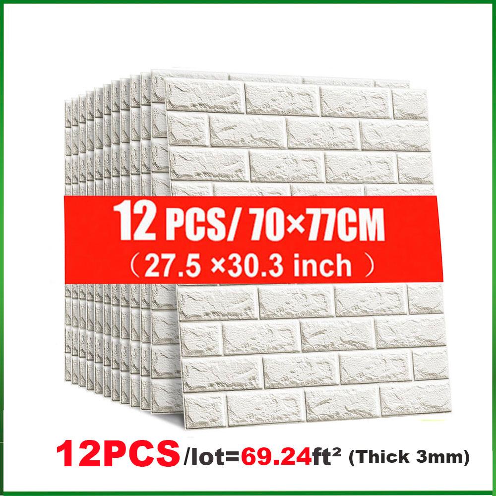 

5/12PCS Self Adhesive Wallpaper Peel And Stick 3D Wall Panel Living Room Brick Stickers Bedroom Kids Room Brick Paper Home Decor 12pcs