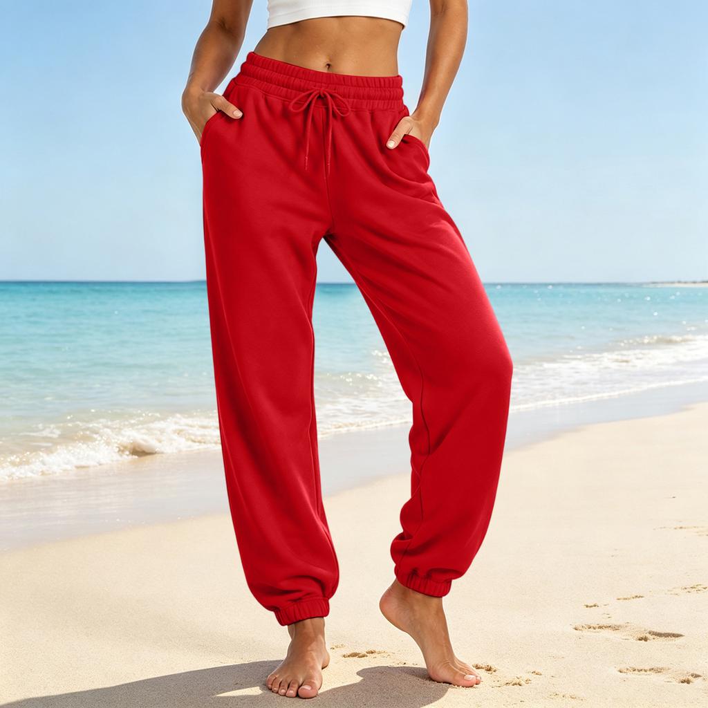 Pantalones Jogger Casuales para Mujer con Bolsillos, Color Pantalones Sueltos con Puños