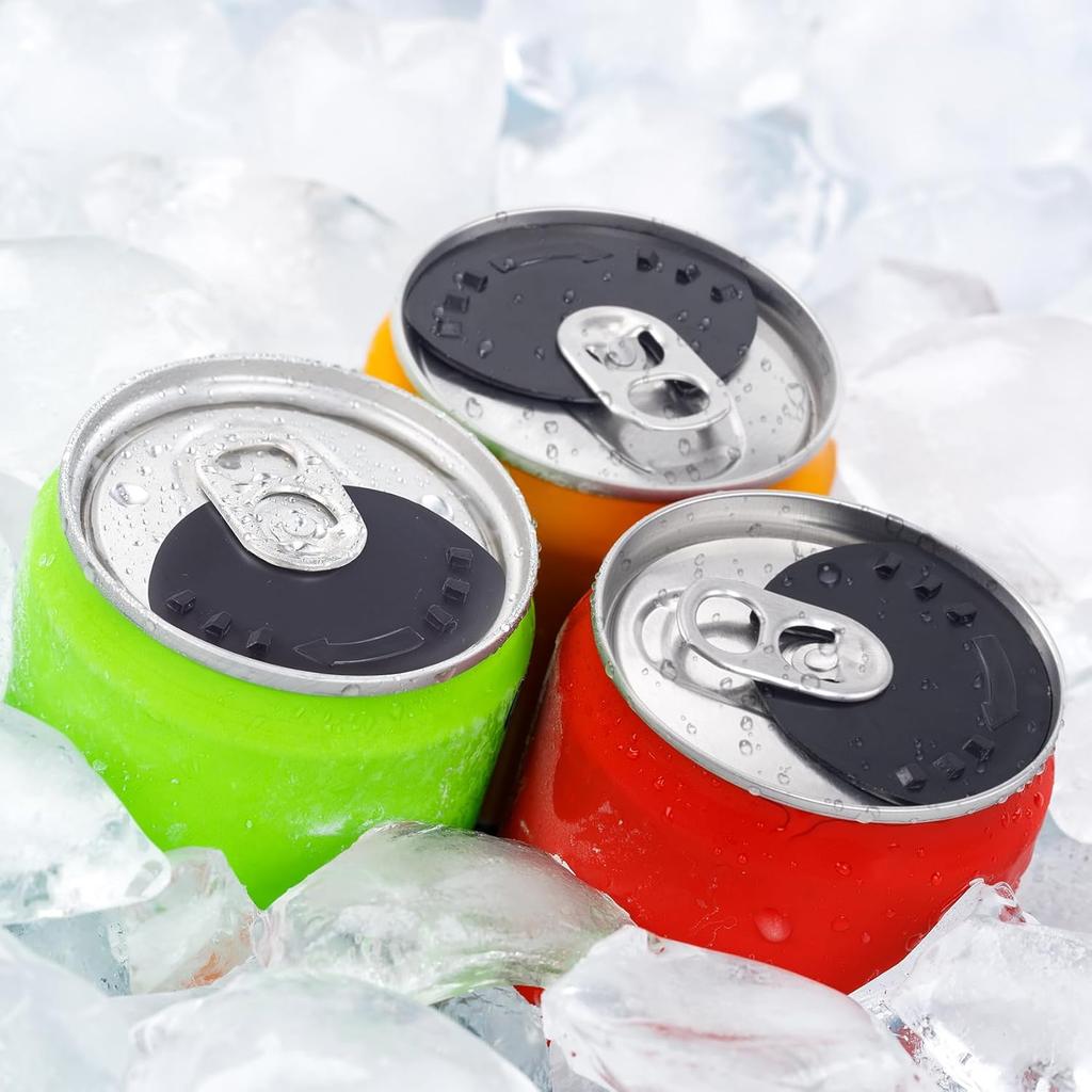 10pcs Soda Can Covers Lids, Plastic Pop Can Lid Cover, Can Top Cap Protector Spill Guard for Soda Drink Beer Coke Juice Beverage- Black