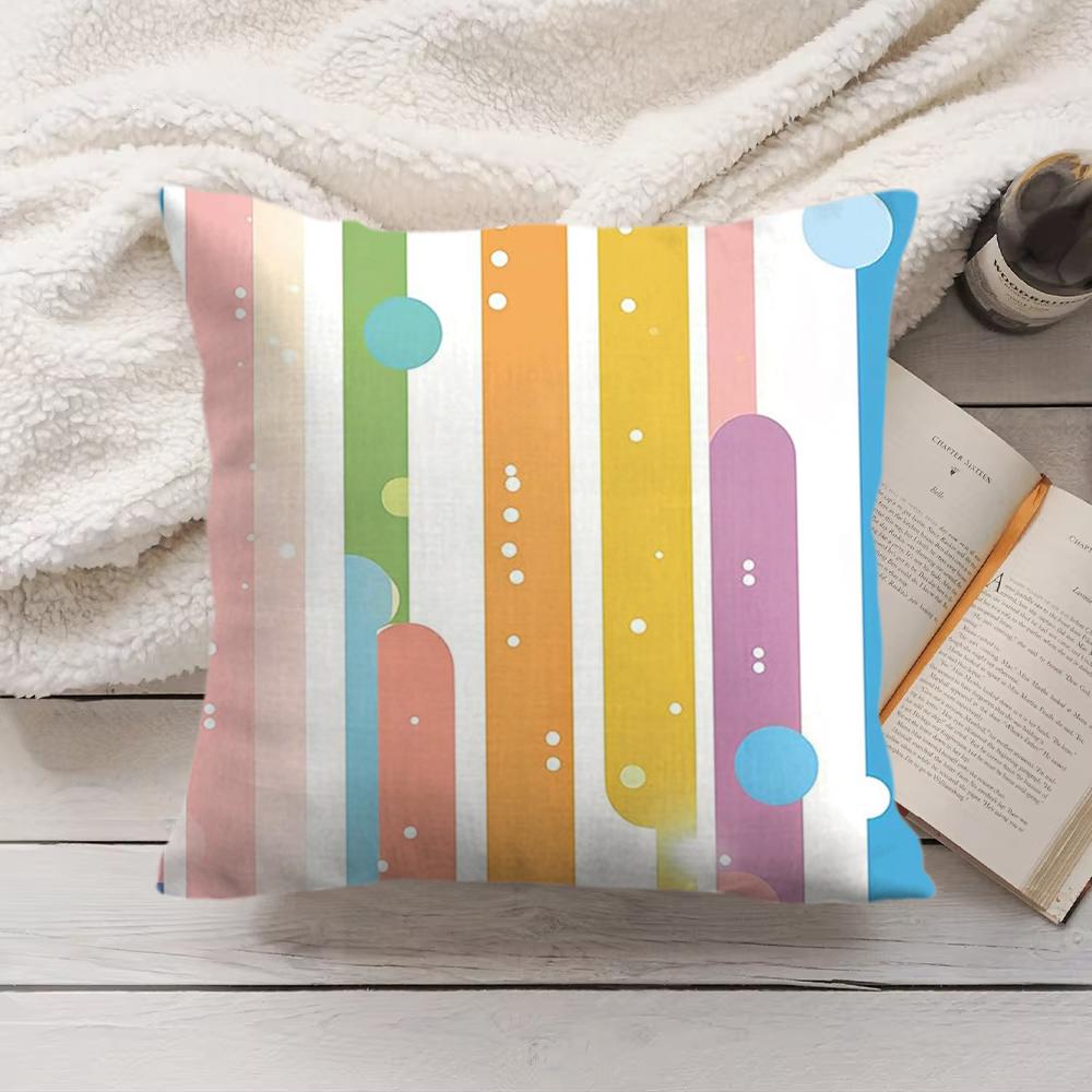 Classic Striped Cushion Cover Short Plush DoubleSided Printing Home Machine Washable in Warm Winter Pillow Cover