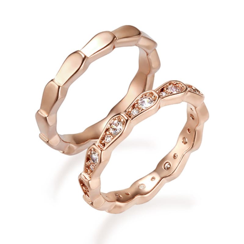 ELLE Jewelry White Point Layered Ring 2-Piece Set ELBRWR142