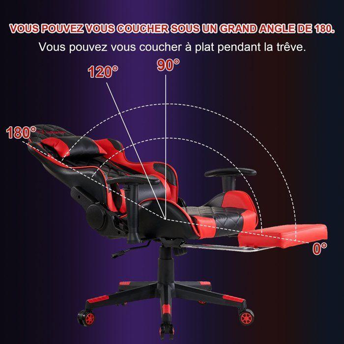 Fauteuil de bureau - FOXSPORT - Réglable - Repose-pieds - Cuir Rouge