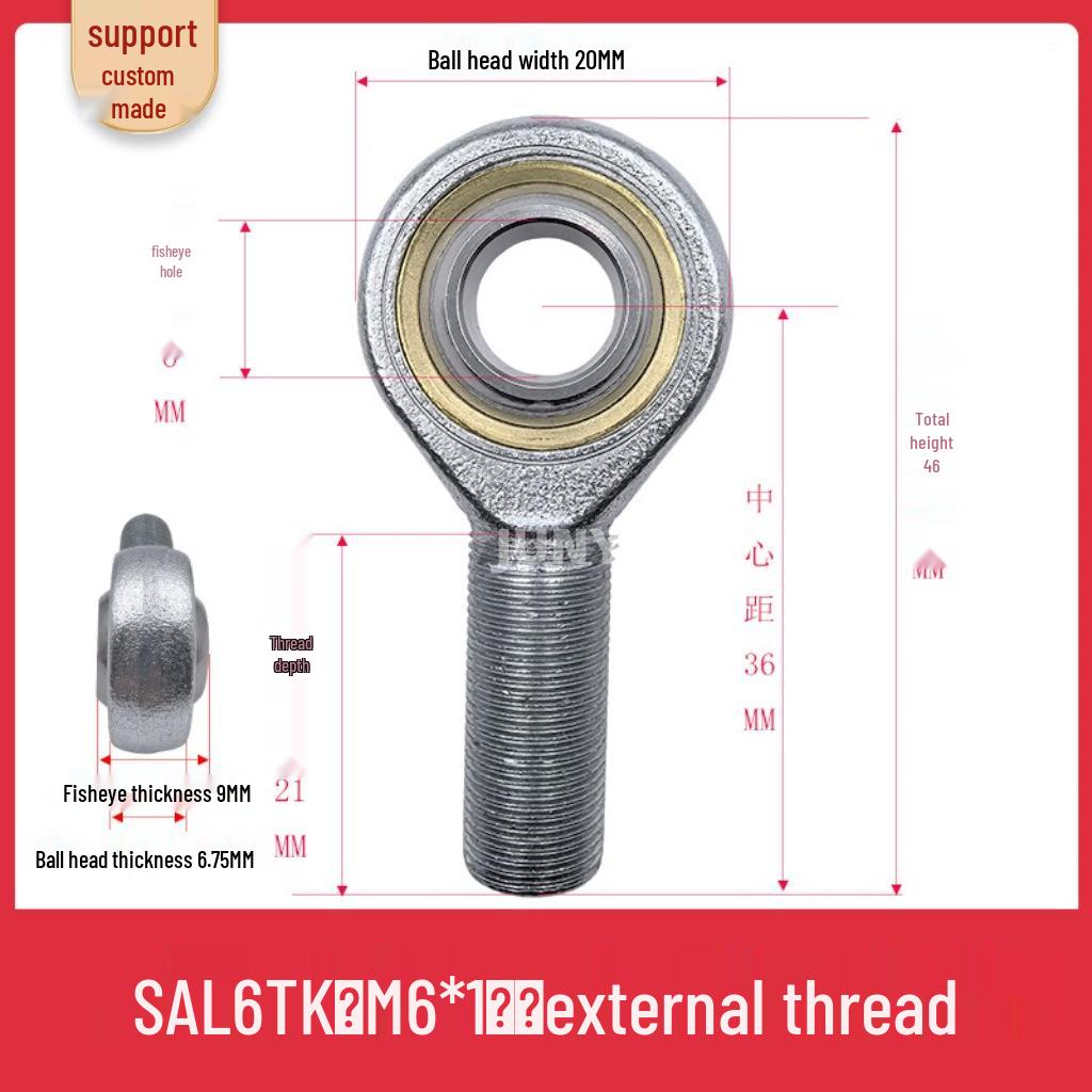 Spherical Plain Bearings: Universal Joint Ball Joint Rod End, Internal SI, External SA, Sizes 5-40