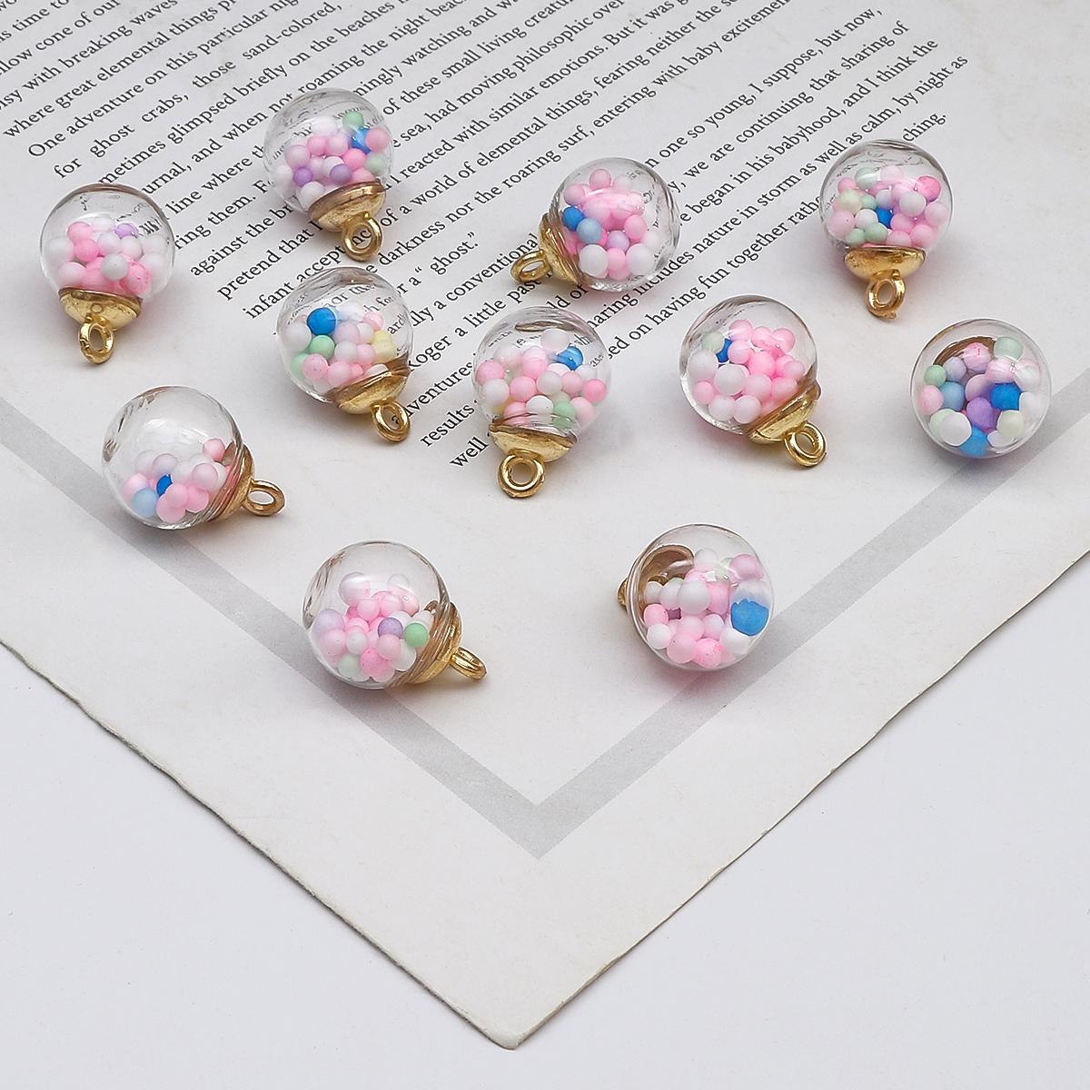 

10шт изысканный красочный полый стеклянный шар ручной работы кулон для ювелирных изделий DIY подвески украшения about 15*21mm 10pcs