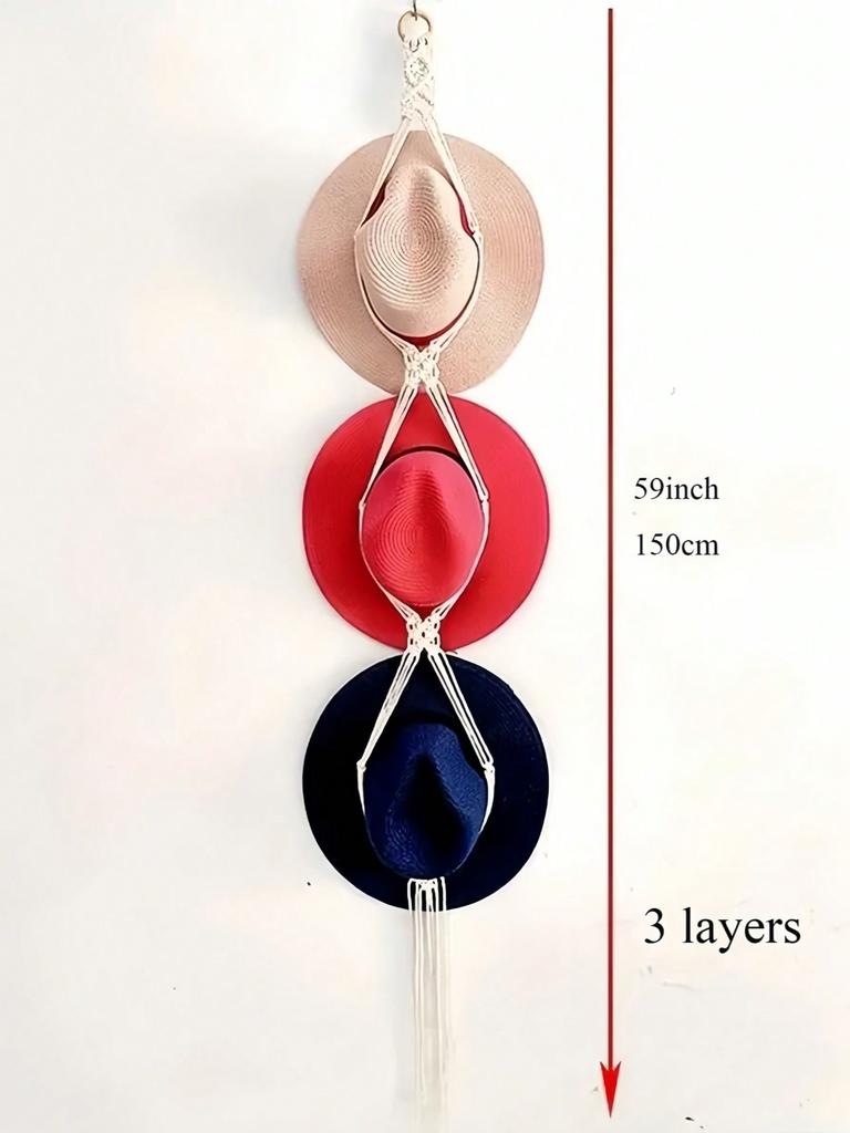 Boho Hat Hanger Cowboy Hat Rack With Tassel Modern Cap Display Hanging Organizer Hand Woven Baseball