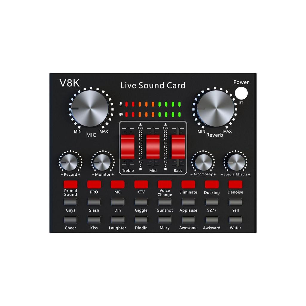 V8K Ses USB Harici Ses Kartı Çoklu Taşınabilir Mikrofon Canlı Yayın Ses Kartı Cep Telefonu Bilgisayar için