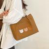 Large Capacity Bear Shoulder Bag Korean Style Canvas Handbag Cartoon Tote Bag  Office Worker