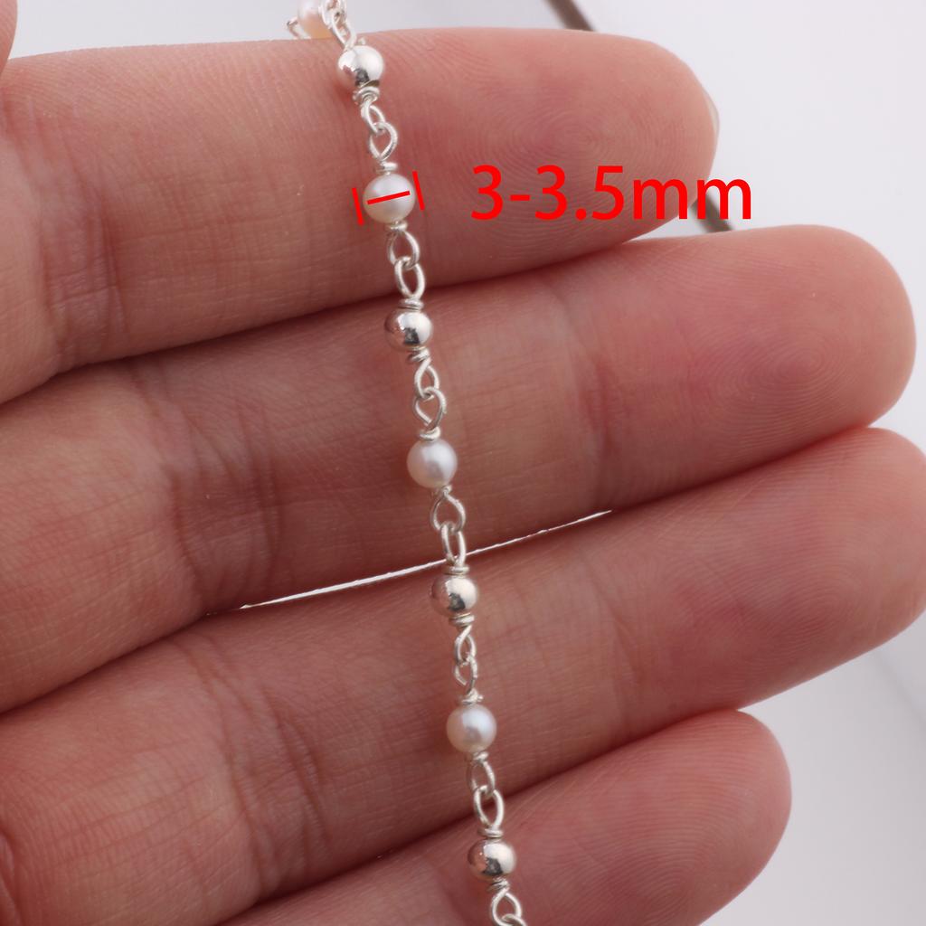 14K Gold Filled/S925 Silver Wire Beaded Pearl & 14K Gold Filled/S925 Silver Beads Two Tone Chain DIY Permanent Jewelry Findings